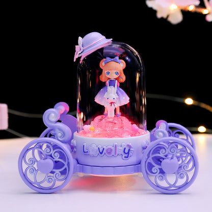 Carriage music box Snow globe Dream Carousel Cute girl deer fantasy