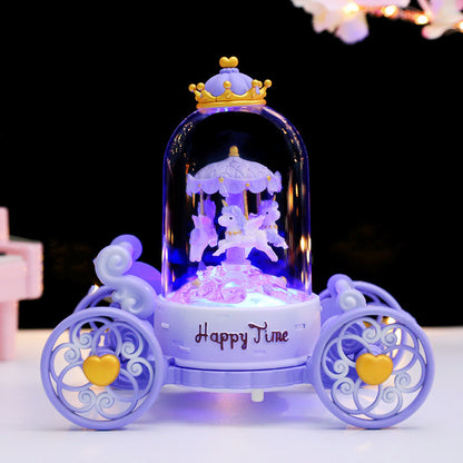 Carriage music box Snow globe Dream Carousel Cute girl deer fantasy