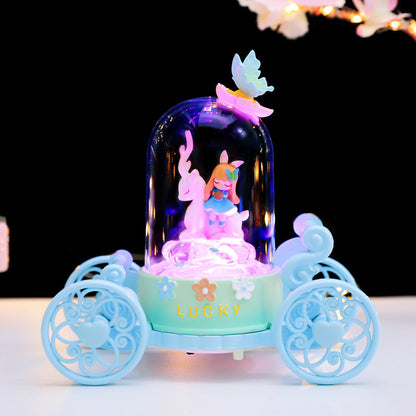 Carriage music box Snow globe Dream Carousel Cute girl deer fantasy