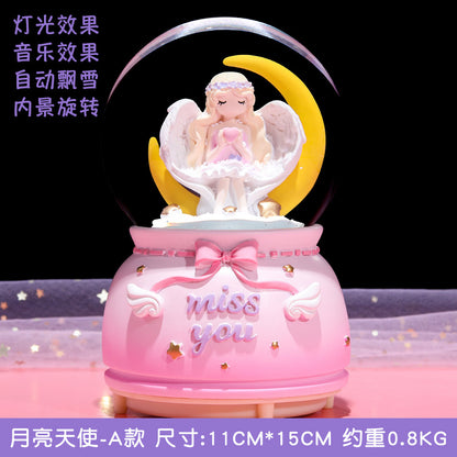 resin snow globe musix box Princess Castle Ballet Girl Angel Moon Mermaid custom