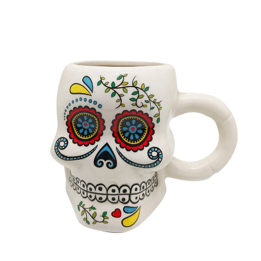 white skeleton ceramic mug made in China muga ceramica 2023